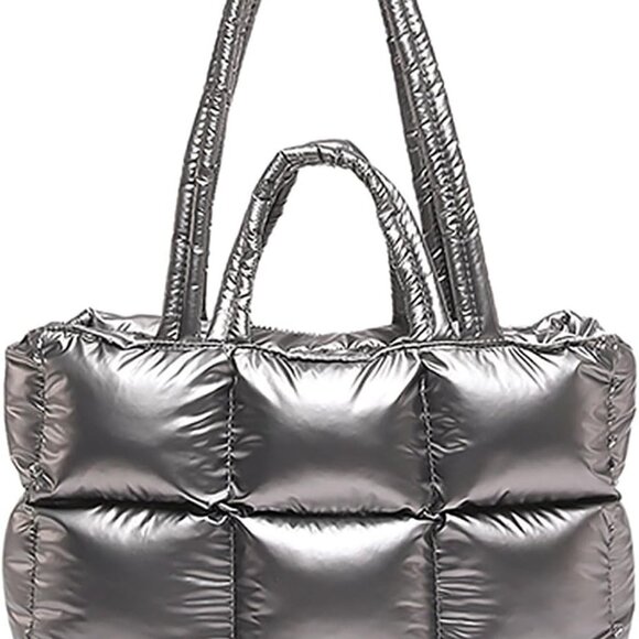 Puffer Tote Bag Quilted Canvas Large Work Travel Shopping Womens - Picture 1 of 6
